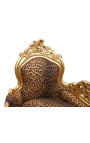 Gran llit de descans barroc de teixit lleopard i fusta daurada