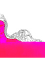 Stor barok chaiselong fuchsia pink fløjlsstof og sølvtræ - 17