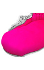 Barroco chaise longue fuchsia terciopelo con madera de plata