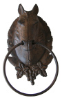 Porte serviette ou torchon, tête de cheval en fonte de fer
