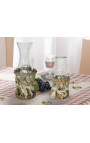 Wine decanter with stand wicker and bow lace