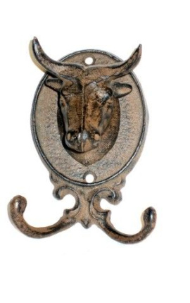 Coat rack, towel or cloth, "bull" cast iron