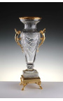 Große Vase klar Kristall und Bronze "Pompe"