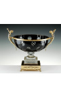 Crystal bowl doubled black with bronze ornaments "Pompeia"
