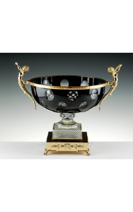 Crystal bowl doubled black with bronze ornaments "Pompeia"
