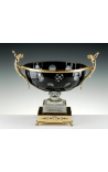 Coupe en cristal doublé noir avec ornements en bronze Pompeia