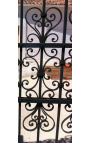 Gate for castle, baroque wrought iron gates with two doors two columns with lanterns top