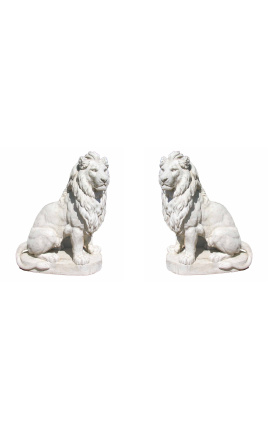 Escultura de un par de grandes leones de piedra