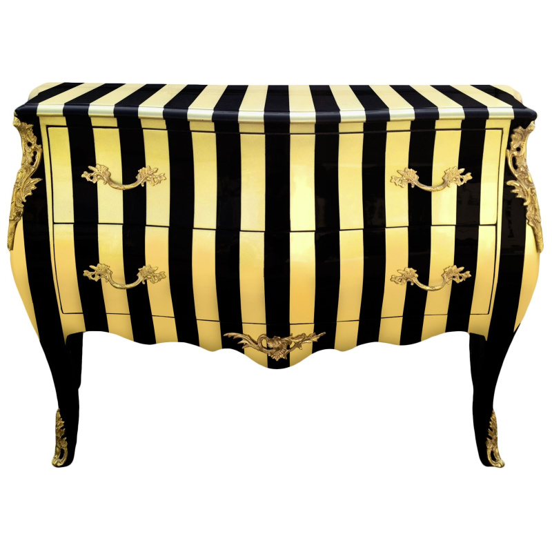 Costume barocco Louis XV stile nero e dorato a strisce