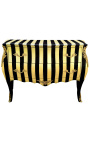Baroque Commode Louis XV style black and gold striped with 2 drawers and gilt bronze