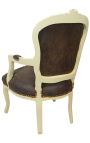 Бароков фотьойл от шоколад в стил Луи XV и бежово лакирано дърво
