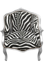 Bergere tooli Louis XV stiilis zebra kangas ja hõbedatud puit - 1