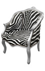 Křeslo Bergere zebra ve stylu Louis XV a stříbřené dřevo