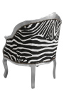 Bergere fauteuil Lodewijk XV-stijl zebra stof en verzilverd hout