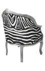 Bergere fauteuil Lodewijk XV-stijl zebra stof en verzilverd hout