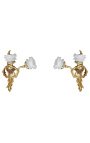 Paire d'appliques murale de style Louis XV rocaille en bronze