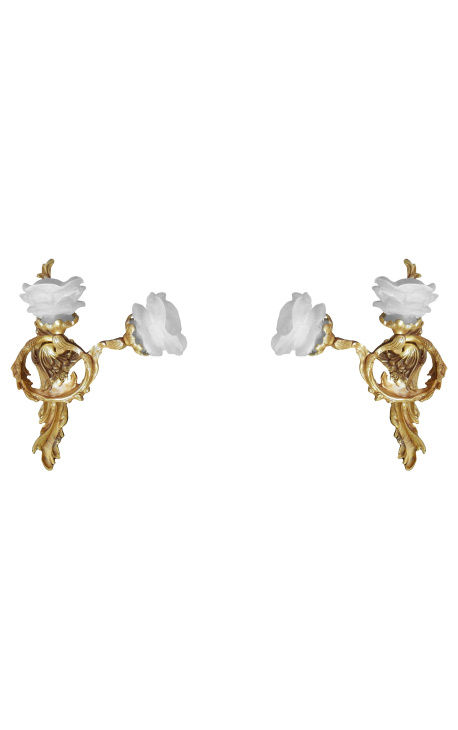 Pereche de aplice de perete în stil rococo Ludovic al XV-lea din bronz