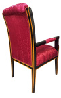 Sessel im Grand Empire-Stil, roter Satinstoff und schwarz lackiertes Holz mit Bronze