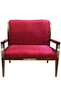 Empire stils sofa zelta satīna audums un melna lakēta koka ar bronsu