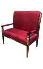 Empirestil sofa gyldent satengstoff og svartlakkert tre med bronse