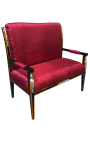 Canapé de style Empire tissu satiné rouge et bois laqué noir avec bronzes