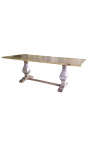 Veľký farmársky stôl Podnož z prírodného dreva so zábradlím z nehrdzavejúcej ocele