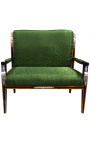 Empire style sofa green satine fabric and black lacquered wood with bronze
