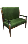 Canapé de style Empire tissu satiné vert et bois laqué noir avec bronzes