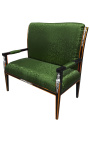 Ampīra stila dīvāna zaļš satīna audums un melns lakots koks ar bronzu