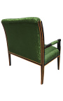 Empire style sofa green satine fabric and black lacquered wood with bronze