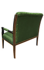 Empire stiliaus sofos žalias satino audinys ir juodai lakuota mediena su bronza