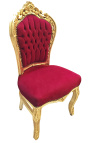 Chaise de style Baroque Rococo velours rouge Bordeaux et bois doré