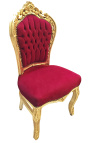 Barokní rokoková židle z bordó a zlatého dřeva