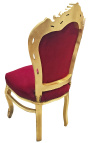 Barokní rokoková židle z bordó a zlatého dřeva