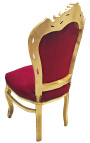 Chaise de style Baroque Rococo velours rouge Bordeaux et bois doré