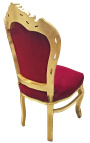 Stuhl im Barock-Rokoko-Stil aus bordeauxrotem und goldenem Holz