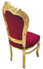 Chaise de style Baroque Rococo velours rouge Bordeaux et bois doré