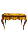 Bureau de style Louis XV, 3 tiroirs avec marqueterie