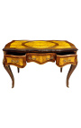 Bureau de style Louis XV, 3 tiroirs avec marqueterie