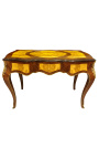 Bureau de style Louis XV, 3 tiroirs avec marqueterie