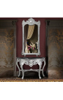 Grand miroir rectangulaire baroque argenté