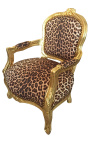 Fauteuil baroque enfant leopard et bois doré