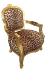Barokna fotelja za dijete leopard i zlatno drvo