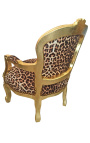 Fotel w stylu barokowym dla dziecka lampart i złote drewno