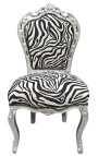 Chaise de style Baroque Rococo tissu zèbre et bois argenté