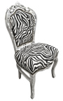 Scaun stil baroc rococo tesatura zebra si lemn argintiu