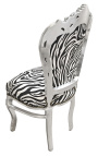 Chaise de style Baroque Rococo tissu zèbre et bois argenté