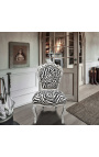 Καρέκλα σε στυλ μπαρόκ ροκοκό ύφασμα ζέβρα και ασημί ξύλο