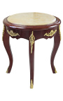 Nice round flower table Louis XV style mahogany and beige marble