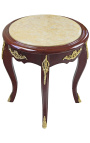 Nice round flower table Louis XV style mahogany and beige marble